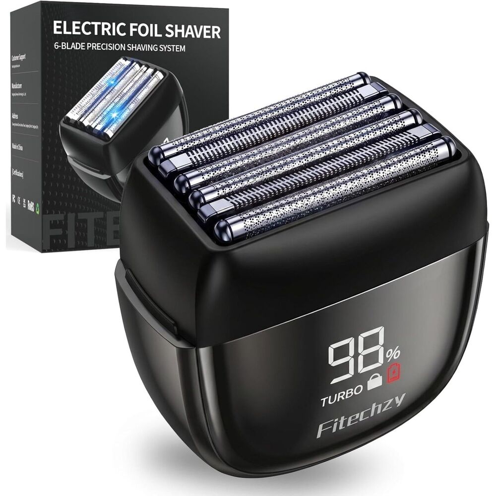 Men's 6-Blade Electric Foil Shaver Wet/Dry USB-C Rechargeable Black